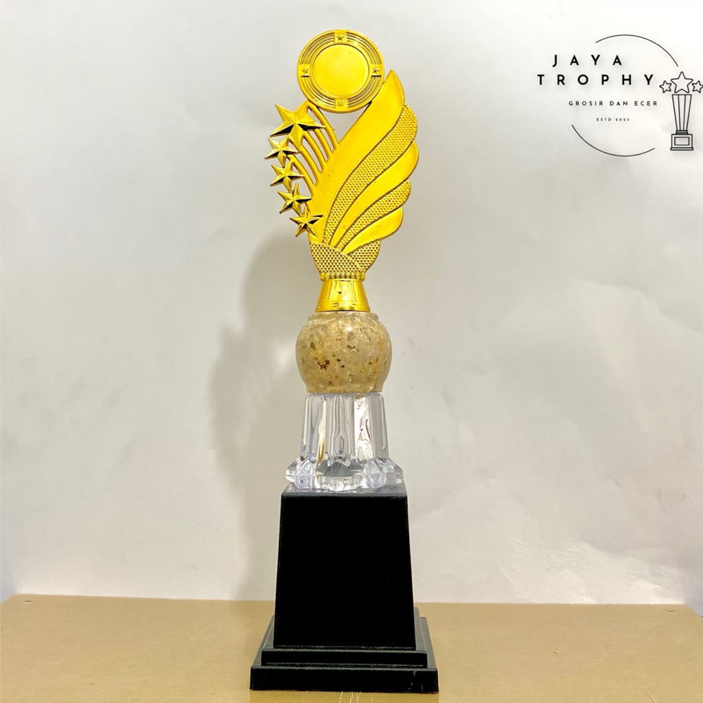 PIALA MARMER KACA | PIALA SATUAN MARMER KACA 40CM | PIALA KEJUARAAN OLIMPIADE CANTIK KOMBINASI KACA 