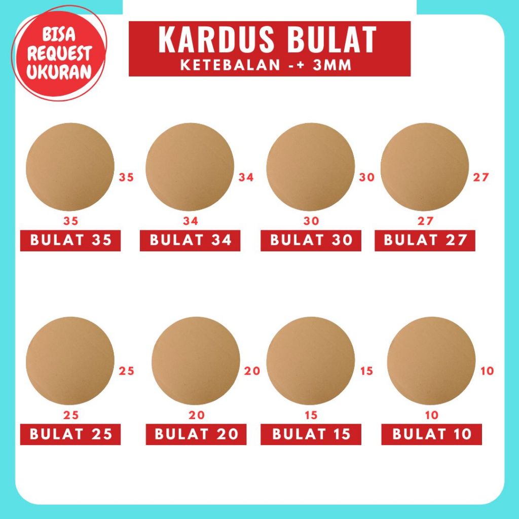 

Kardus Bulat 35x35/34x34/30x30/27x27/25x25/20x20/15x15/10x10 Dus Bundar Sheet bulat Alas Kue Coklat