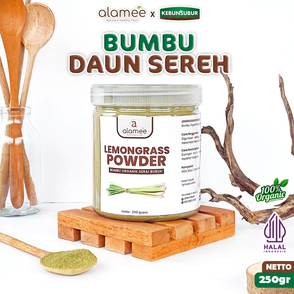 

ALAMEE Sereh Bubuk Bumbu Dapur Organik Lemongrass Powder Serai Murni Asli Seasoning kebunsubur