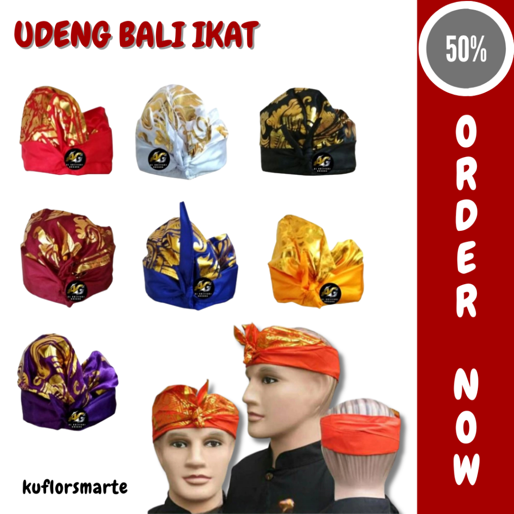 Udeng Bali / Udeng Setengah Jadi Prada Bali Polos Emas