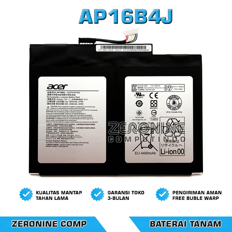 Baterai AP16B4J Acer Switch Alpha 12 SA5-271 271P Switch 5 512-52 513B