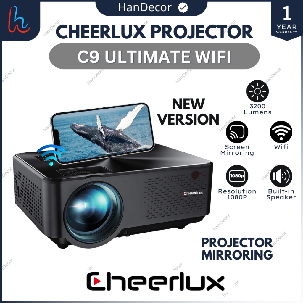 Cheerlux C9 WIFI 3200 Lumens Cheerlux C9 Wifi Cheerlux C9 Proyektor Konek Hp