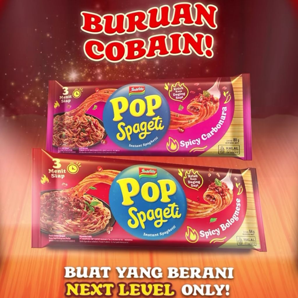 

Indomie Pop Spageti Spicy Bolognese 84gr/Spageti Pop Spicy Carbonara 84g/Pop Spageti Indomie