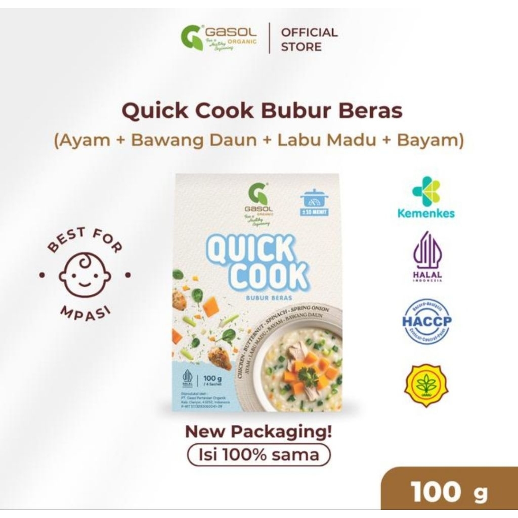 

GASOL Quick Cook CHICKEN PUMPKIN Bubur Beras Organik Makanan bayi MPASI 100gr