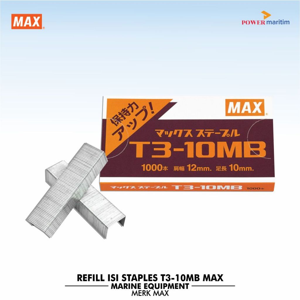 

T3-10MB 12 MM x 10 MM MAX Isi Staples Refill No. 12 Merk Max T3-10MB 12 MM x 10 MM