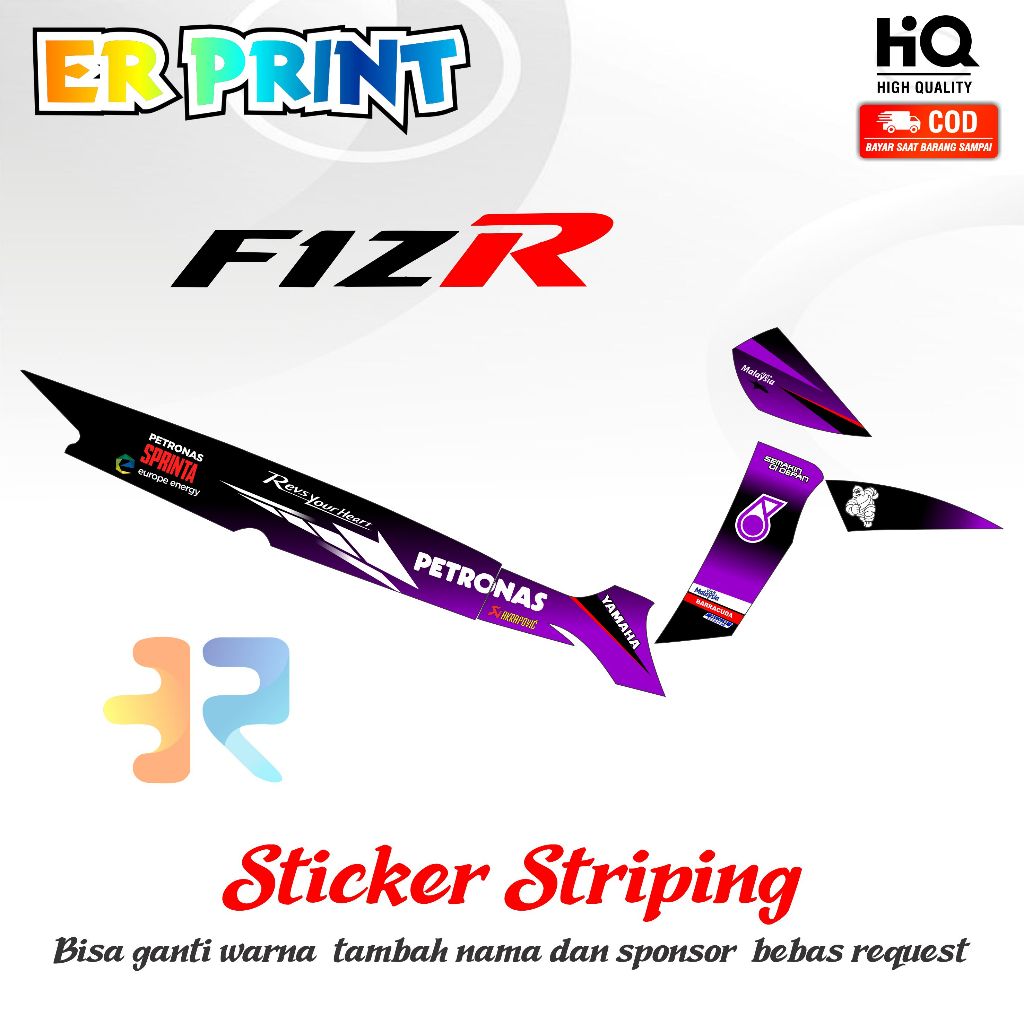 Striping Fiz R Sticker 1 Full Set Kanan Kiri Variasi  Desain Petronas