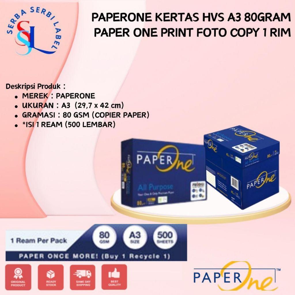 

PaperOne Q4 | A4 | F4 | A3 Kertas HVS 1 Rim (500 Lembar) - 80 Gram - A3