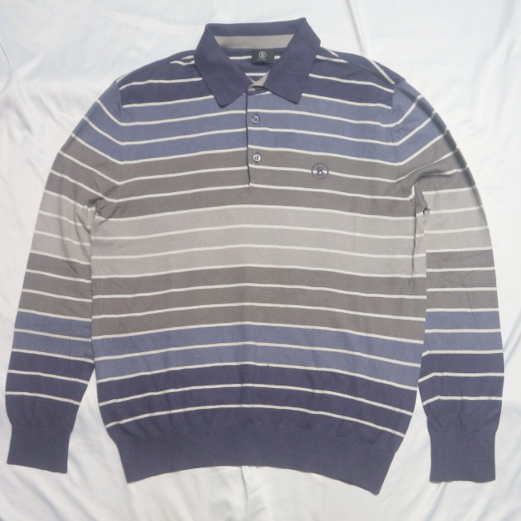 (NO NEGO) BOGNER Stripe Salur Long Polo Shirt Kerah Lengan Panjang collar Adem. minus noda setitik K