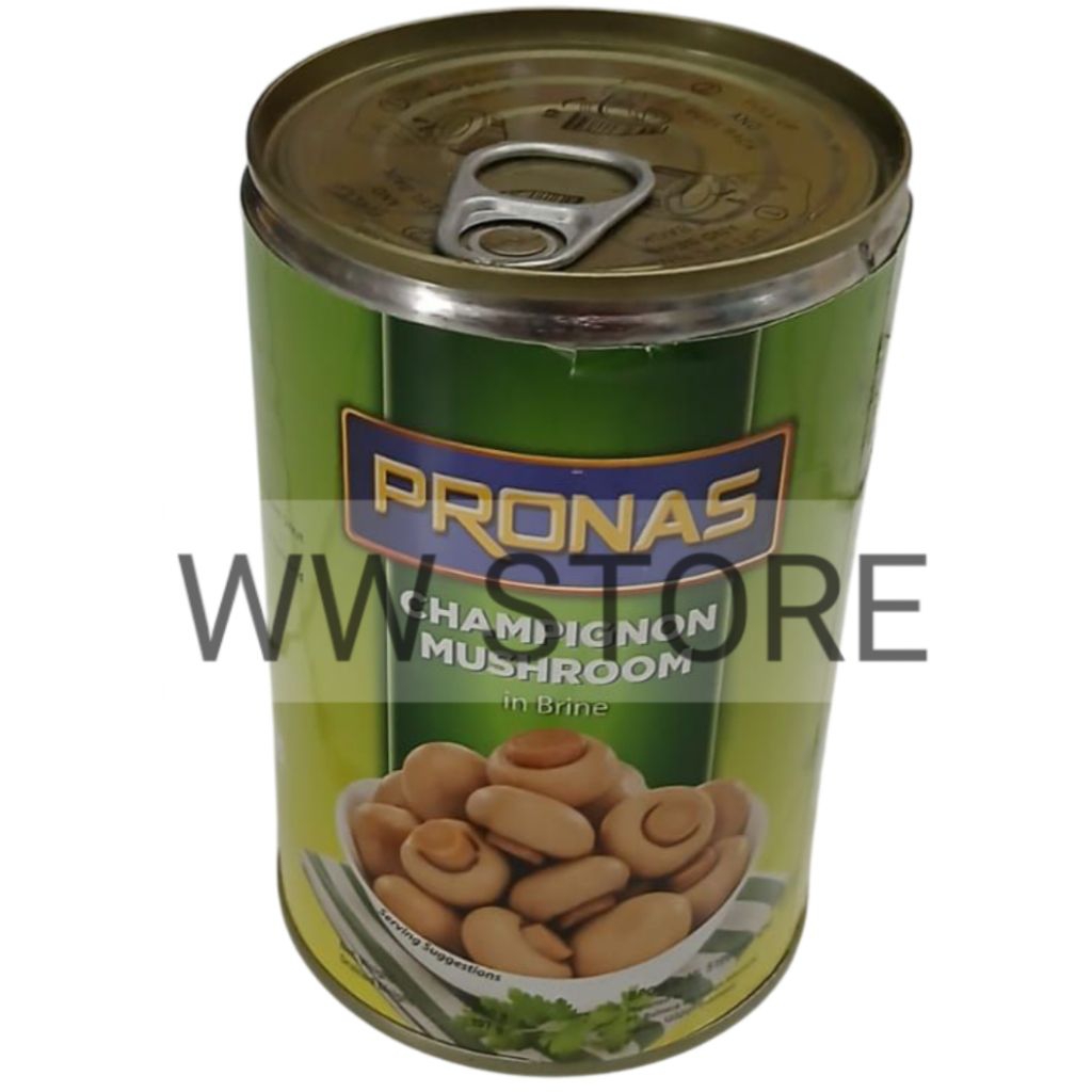 

Jamur kancing utuh dalam larutan garam PRONAS Button Mushroom CHAMPIGNON MUSHROOMS kaleng can 400g