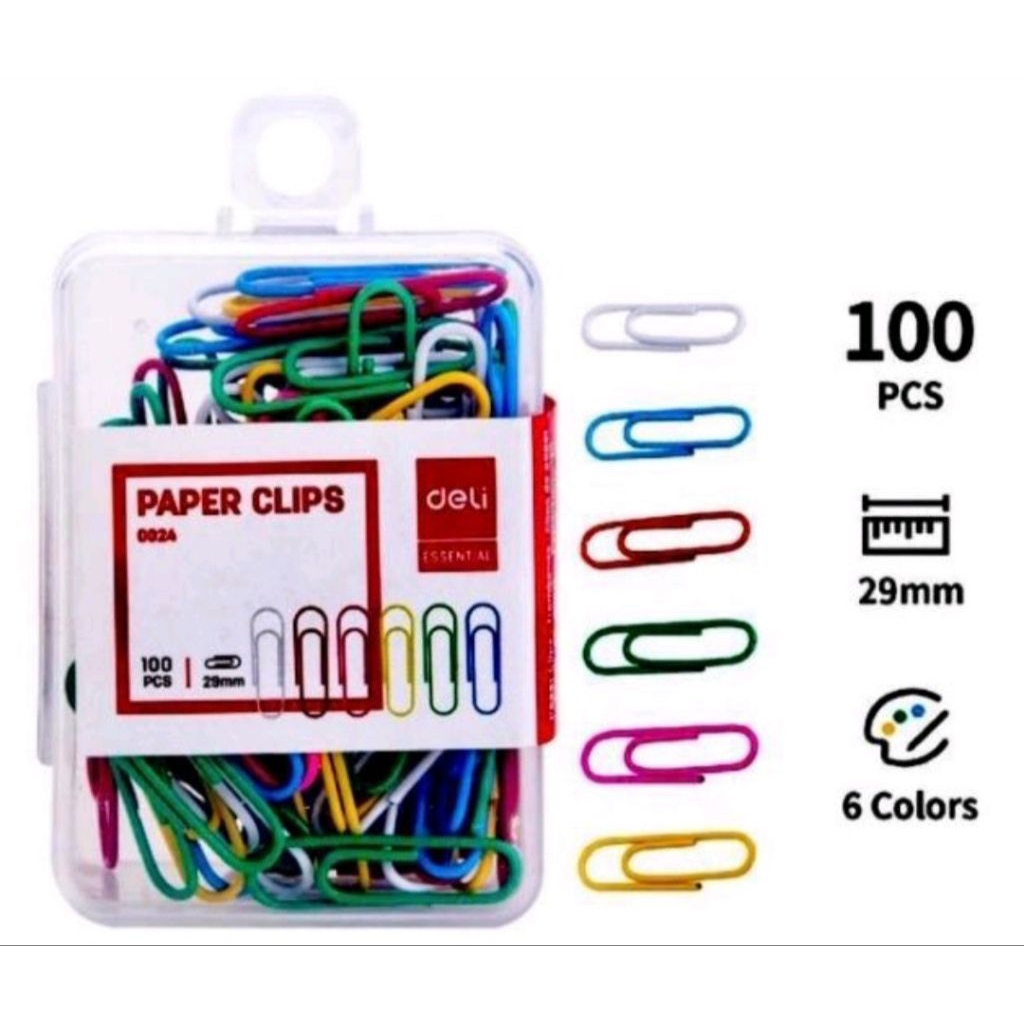 

Paper Clips Deli E0024, Warna-warni, Per Pack isi 100 Pcs