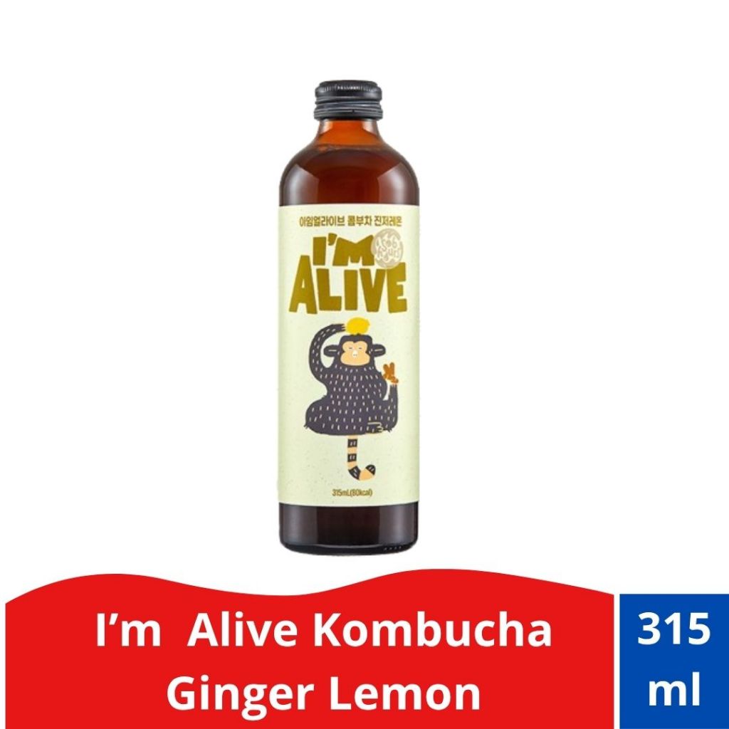 

I'm alive Kombucha Ginger Lemon- Teh fermentasi jahe lemon Korea 315 ml