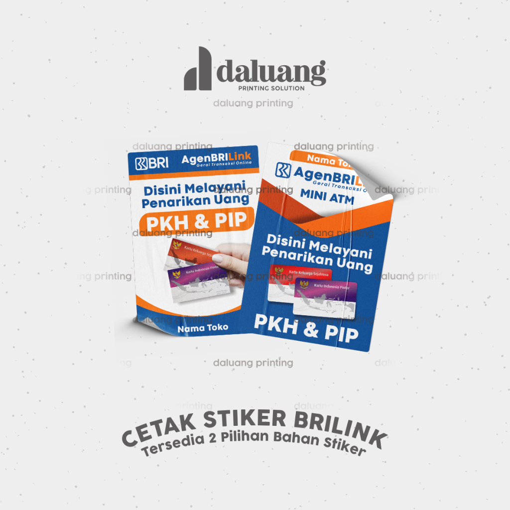 

Stiker Agen BRILINK Mini ATM Tulisan Melayani Terima Pencairan PKH PIP Vinil Kromo Custom Desain Sticker