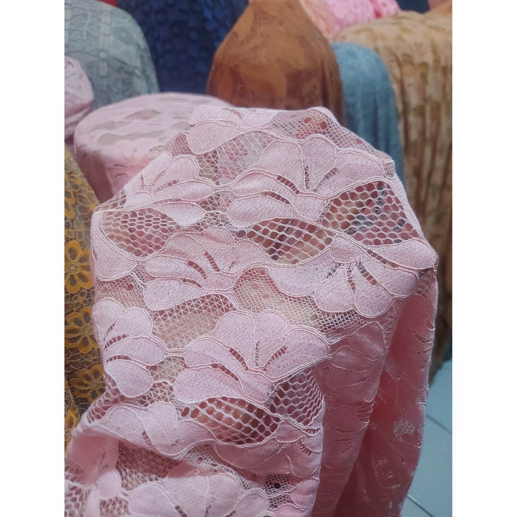 kain brokat premium  - kain brokat kebaya  - kain brokat katun original  - brokat kebaya ( baby pink