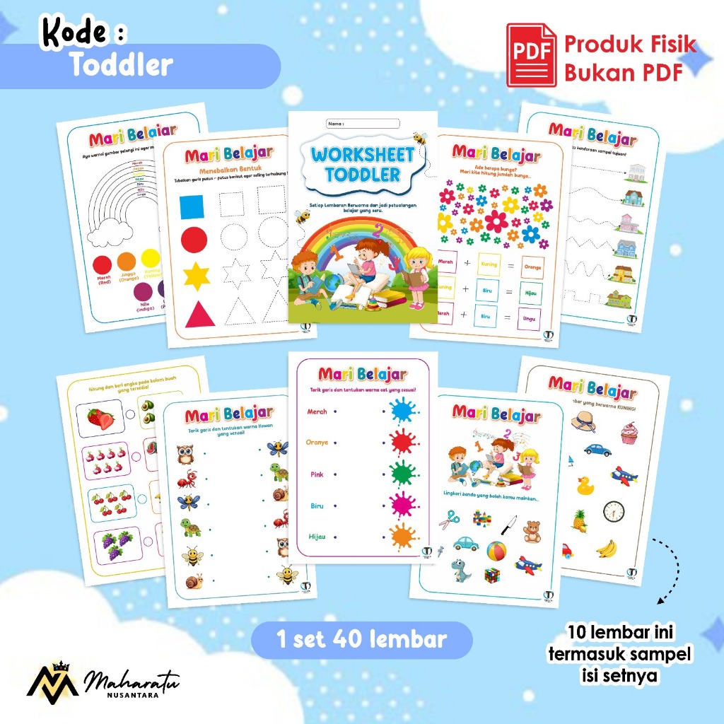 

LEMBAR KERJA ANAK PAUD/TK - KERTAS EDUKATIF BERBAGAI TEMA UKURAN A5 - WORKSHEET 1 SET LENGKAP