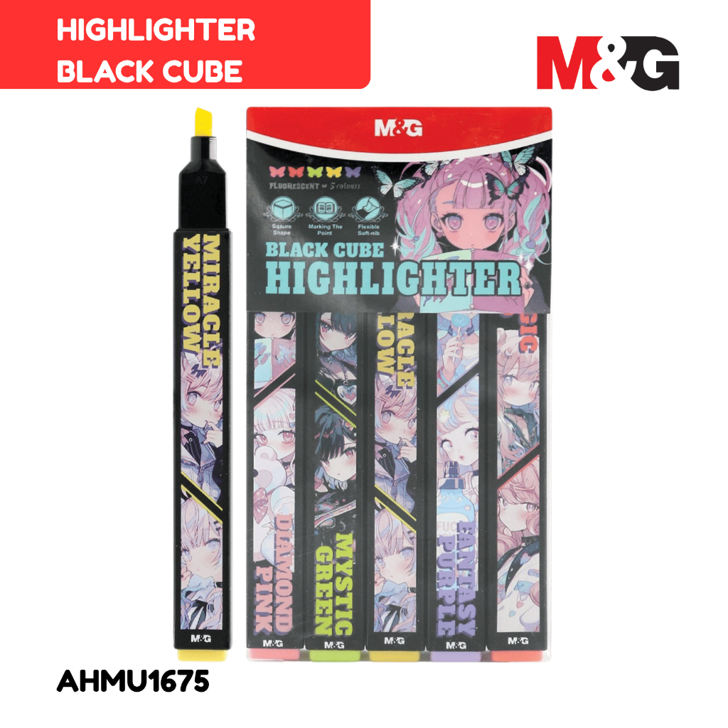 

Highlighter Black Tube Pink Fantasy Series M&G AHMU1675 Cube Textiliner Penanda Warna Buku - SET 5