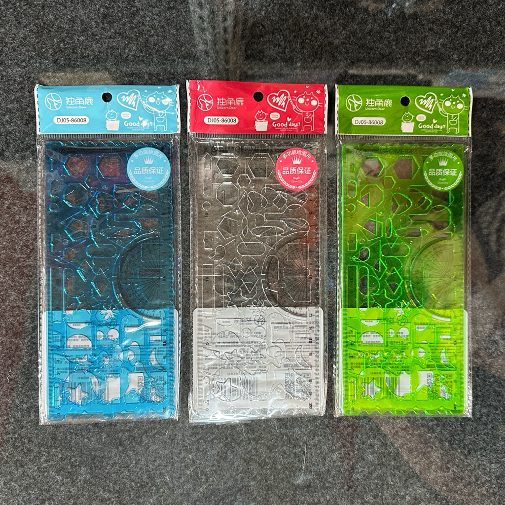 

Penggaris Cetakan Bentuk Isi 2 Pcs Geometric Ruler 2in1 [1 SET]