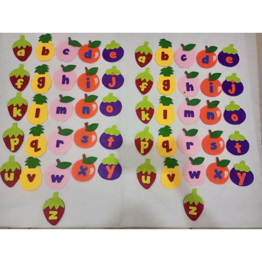 hiasan dinding abjad dari kain flanel