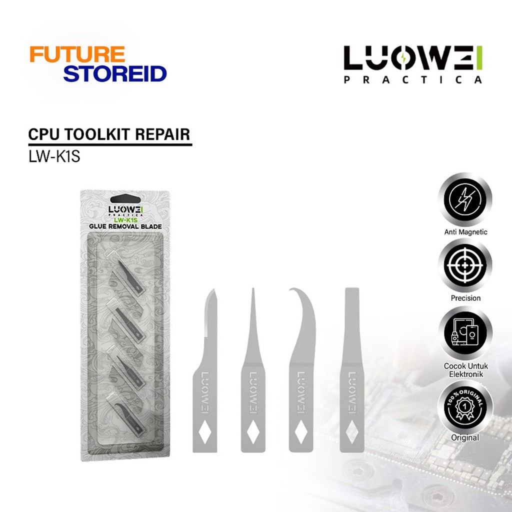 

Luowei K1S CPU PRY BLADE Mode X/Y Pisau IC Original Service Mode X/Y K1S Hand Finish Blades (Isi 4pcs) - Pisau IC CPU Service Handphone Elektronik