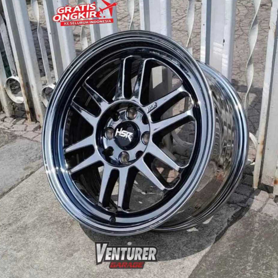 Paket Velg Plus Ban Ring 15 Hsr Bly01 Buat Agya Calya Sigra Brio Jazz - Black Chrome