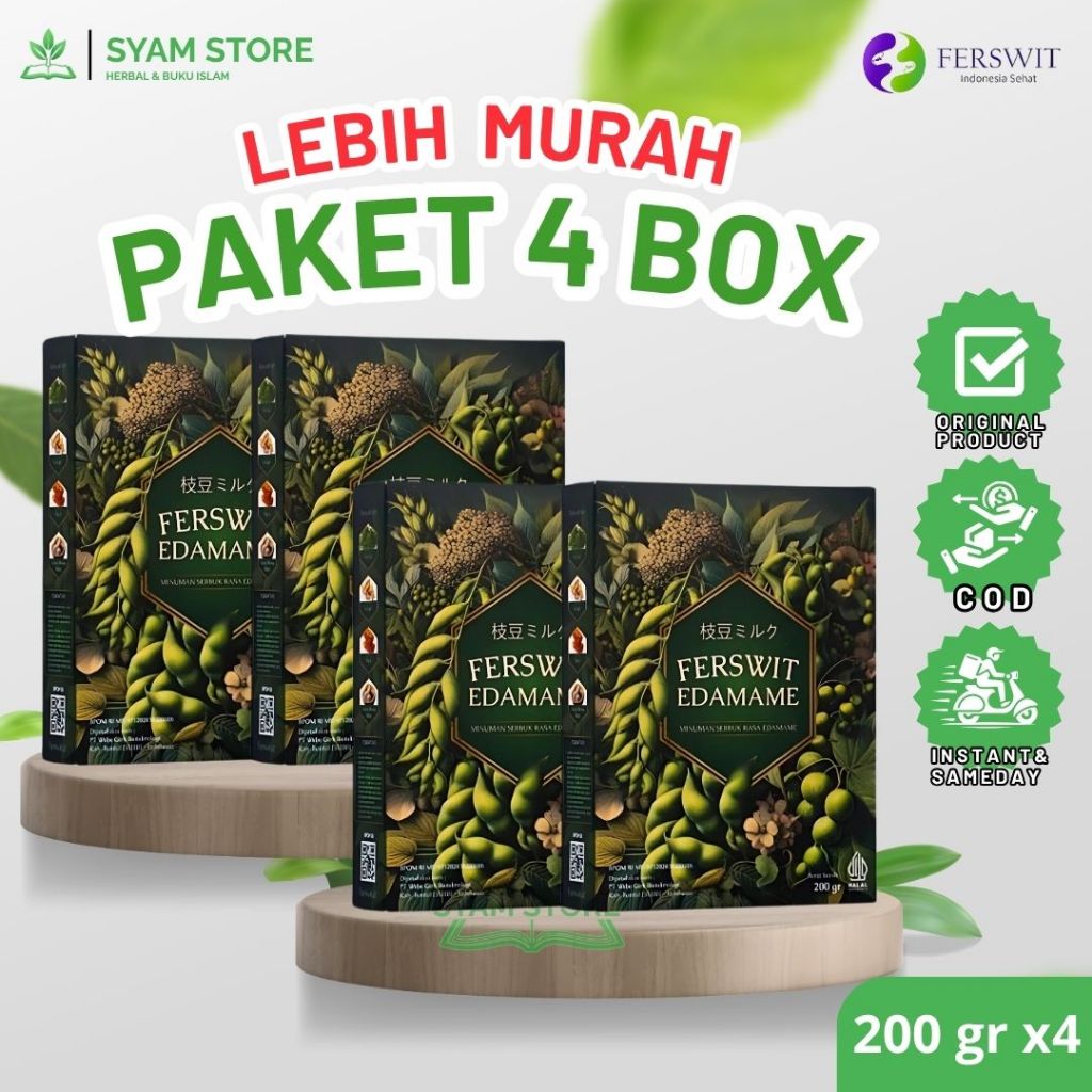 

Susu Edamame Jepang Ferswit Paket 4 Box untuk Kolesterol, Asam Urat, Nyeri Sendi & Tulang