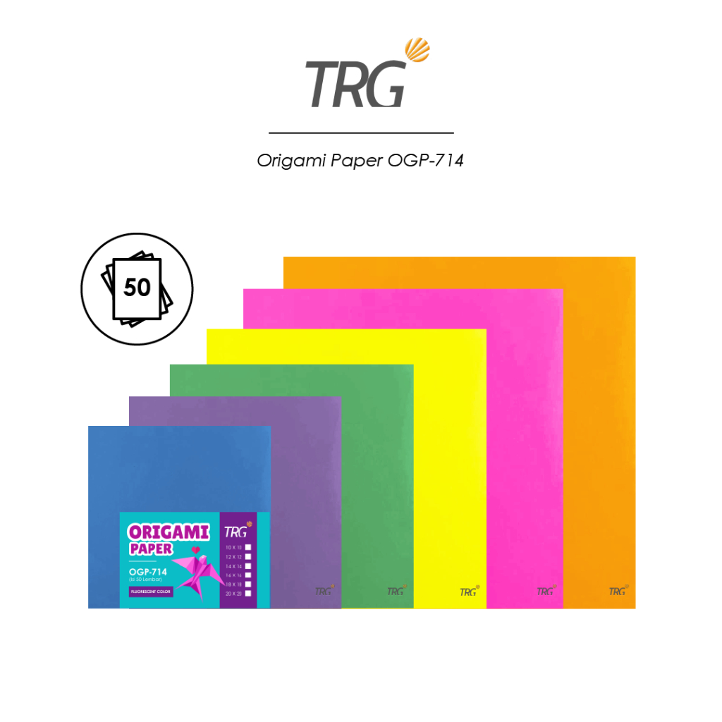 

TRG Kertas Lipat OGP-714 Ukuran 10x10 12x12 14x14 16x16 18x18 20x20 - Origami Paper 1 Pak Isi 50 Lembar TRG