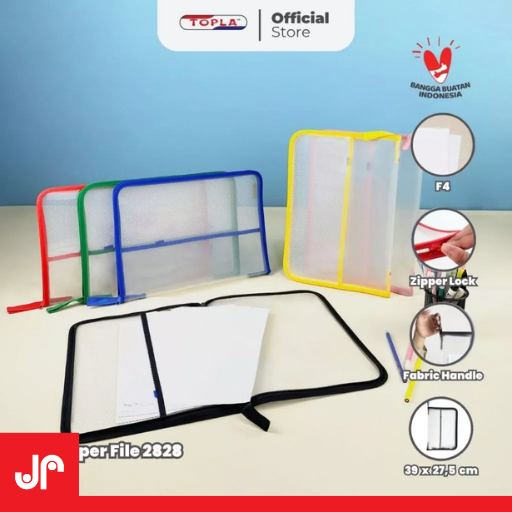 

TOPLA ZIPPER FILE MAP JARING RESLETING POLOS WARNA / FILE FOLDER DOKUMEN ANTI AIR F4 /FILE SEKOLAH ANAK