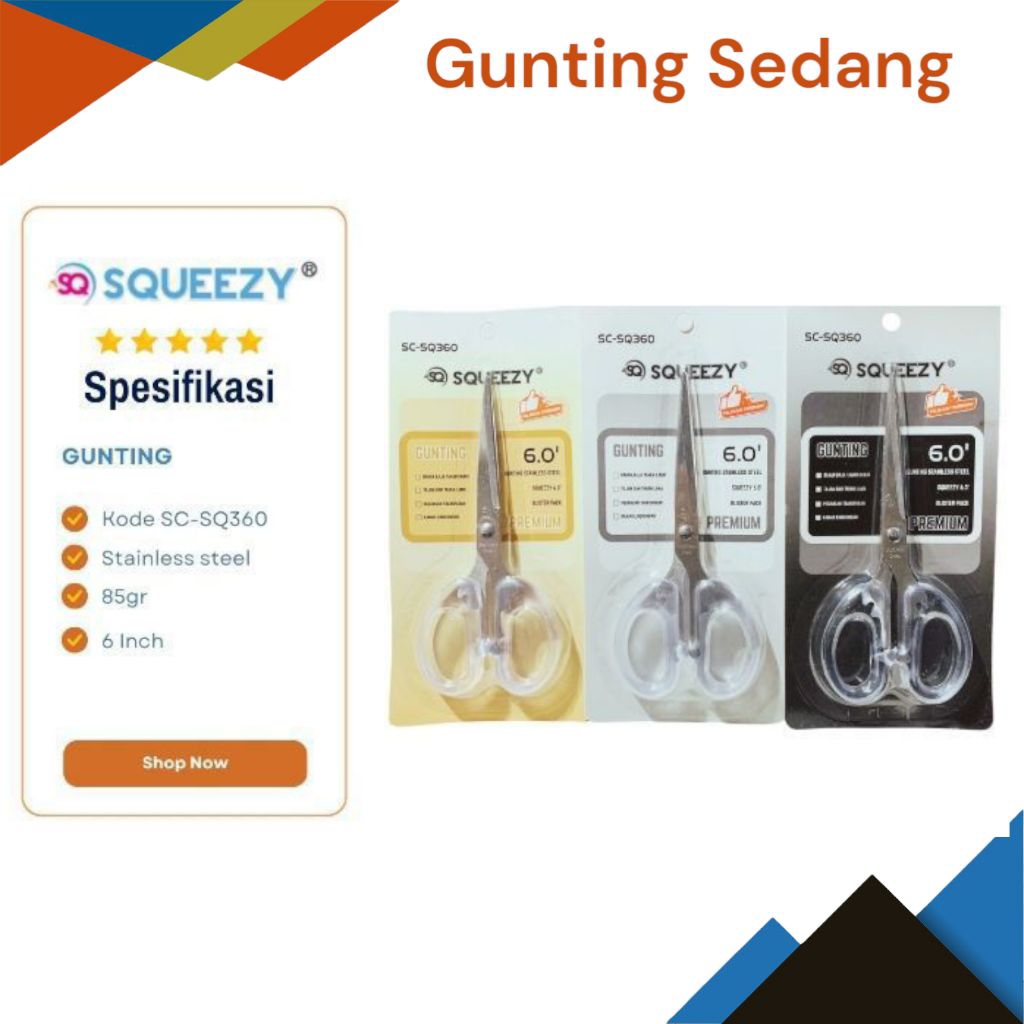 

Gunting sedang kecil 6 inci 4.5 inci squeezy