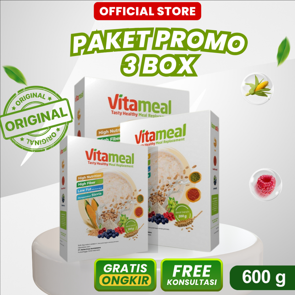 

Vitameal Sereal Multigrain 3 Box Turunkan Gula Darah Cegah Diabetes Kolesterol Alami FITAMIL HERBAL