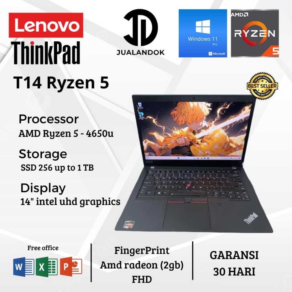 Laptop Lenovo Thinkpad T14 AMD Ryzen 5 PRO 4650U - RAM 16GB - SSD 1 TB - 14 inch - WIN 11
