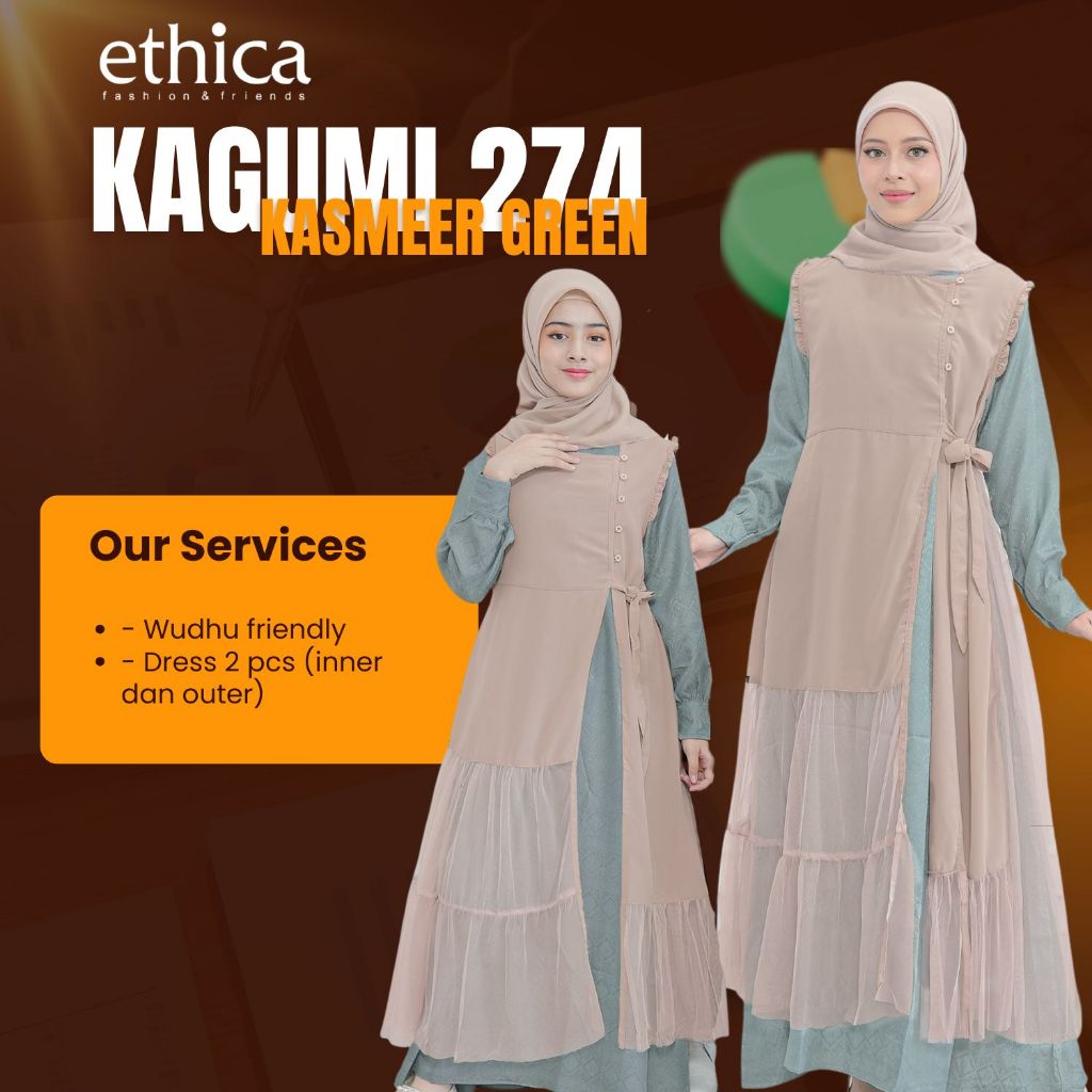 BAJU GAMIS PESTA ETHICA KAGUMI 274 KASHMEER GREEN / DRESS GAUN PESTA & KONDANGAN FRESH & ELEGANT