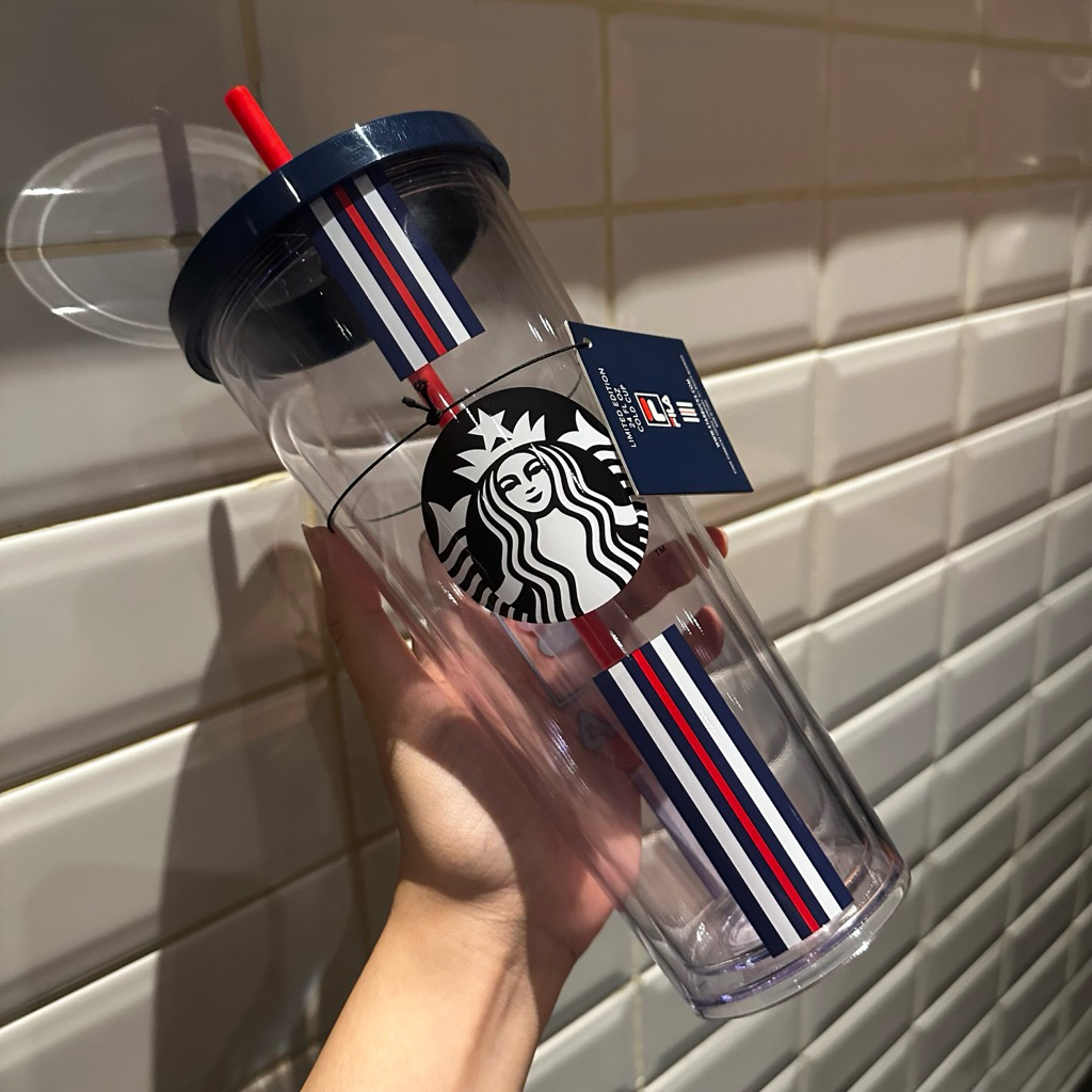 NEW Tumbler Starbucks x Fila Cold Cup With Straw Limited Original Starbucks Tumbler