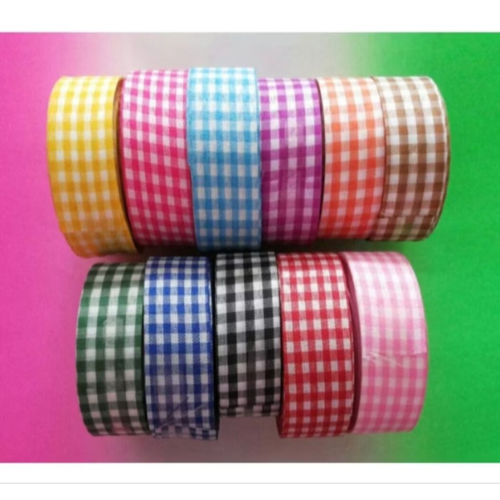 

(permeter) Pita motif kotak Harga permeter lebar 2,5 cm