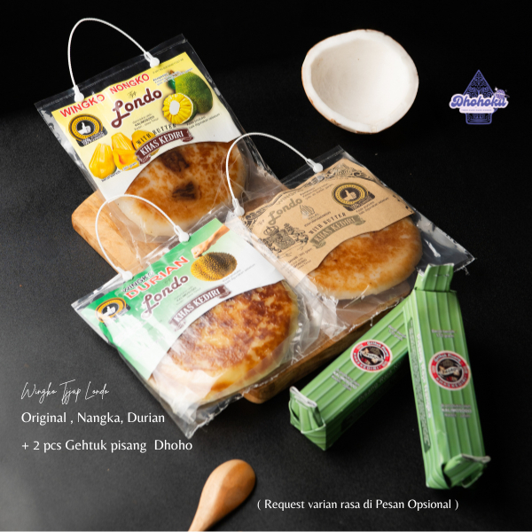 

Wingko Tjap Londo - Paket Spesial - Kue Basah Khas Kediri - ( 3pcs wingko + 2pcs gethuk ) Food Cemilan Manis