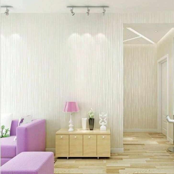 WALLPAPER STIKER DINDING POLOS GARIS WAVE PUTIH