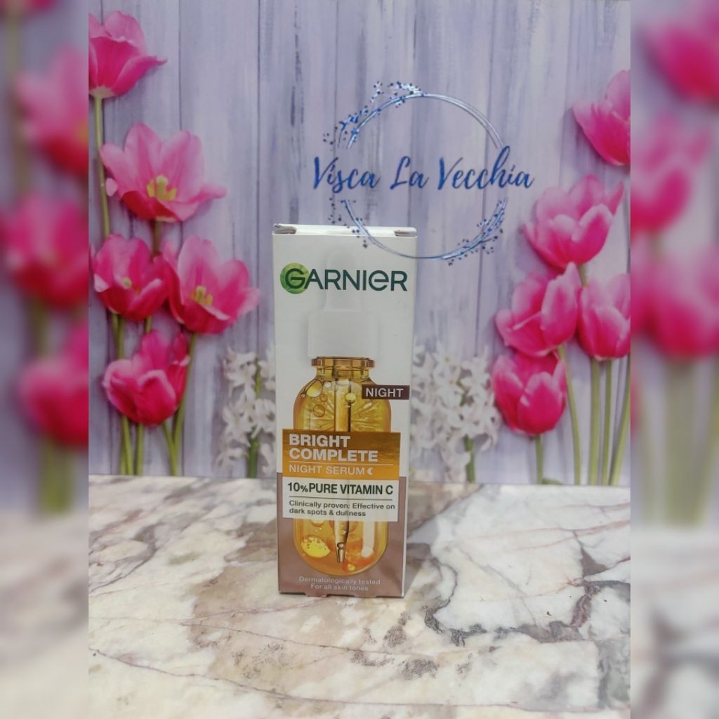 Garnier Bright Complete Night Serum 10% Pure Vitamin C  Serum Malam 30ml