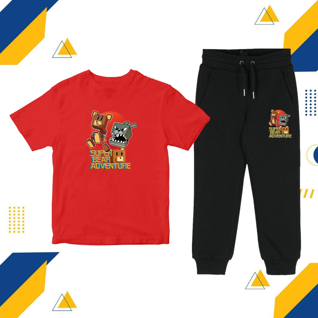 Setelan Kaos Celana Joger Anak Game Super Bear Adventure - Pakaian Anak Super Bear Adventure