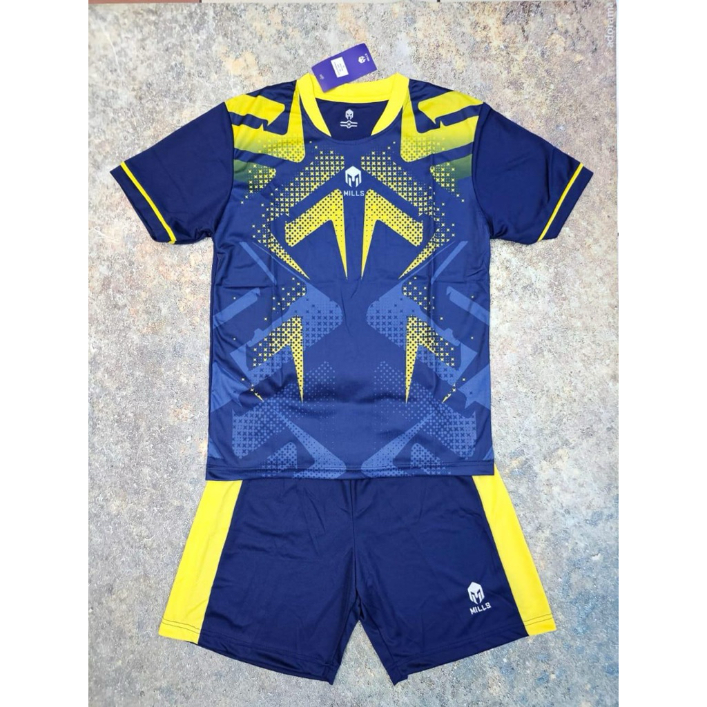 Setelan jersey anak olahraga futsal soccer badminton volly printing motif hitam dan hijau stabilo