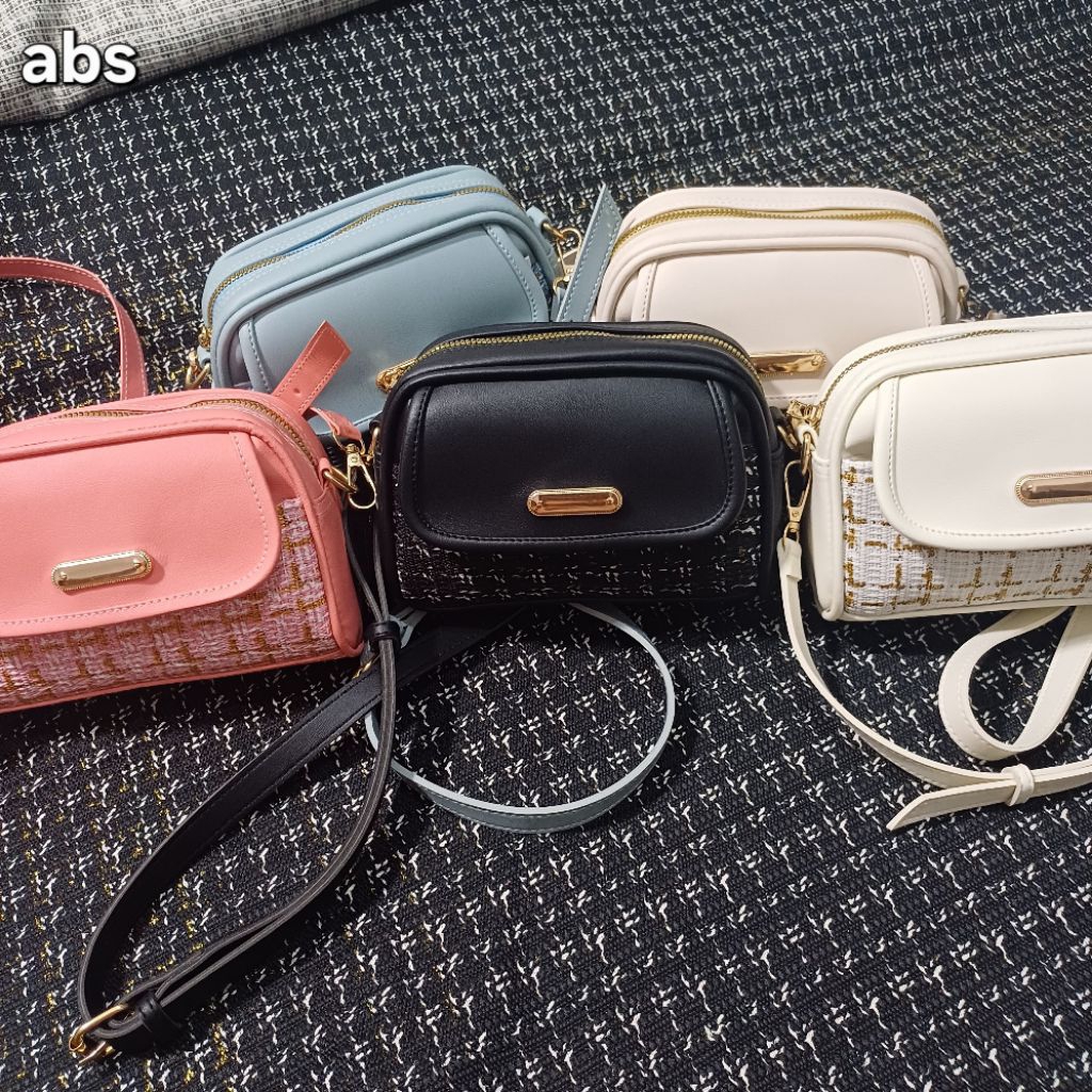 Sling bag aesthetic fina tas Selempangan porter coquete kanvas tweed korean tren wanita modis