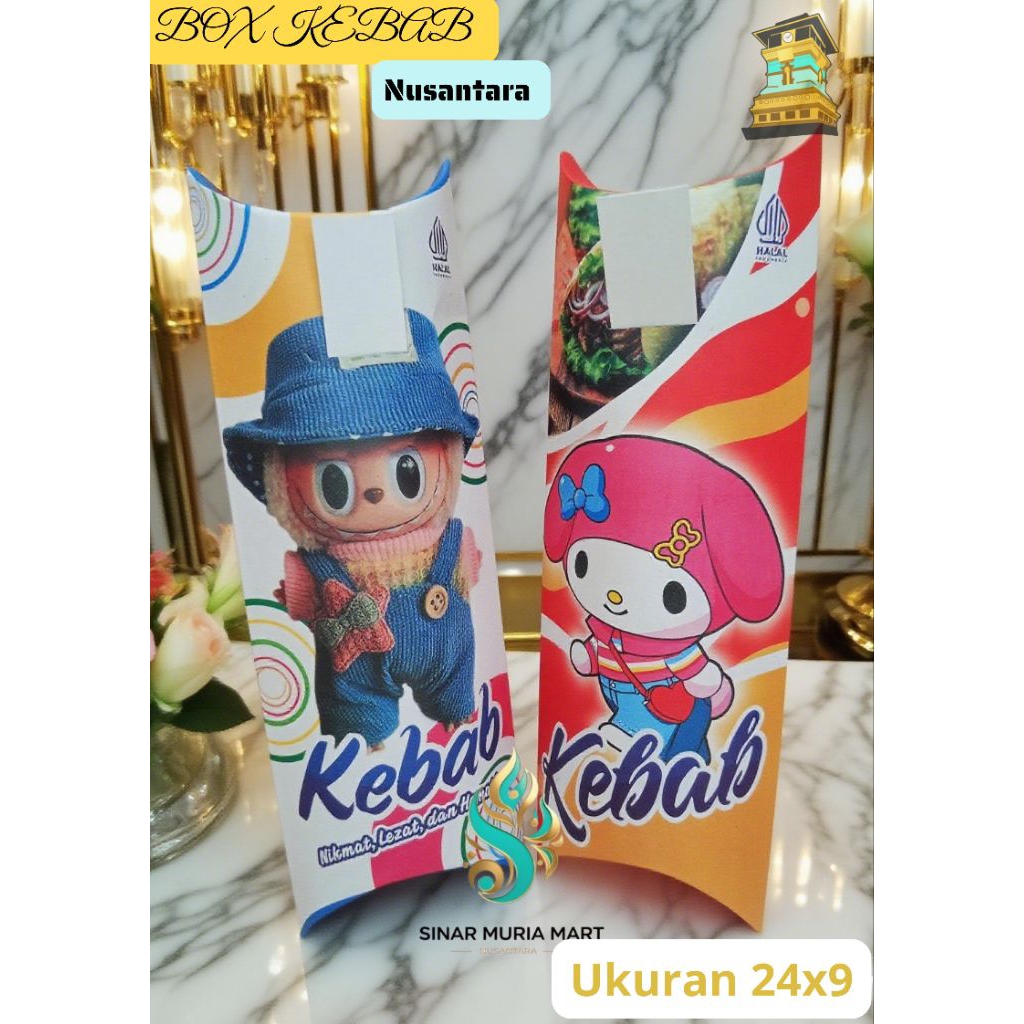 

Size 24x9 produk kemasan kertas kebab Tarikan ,Dus tempat kebab jumbo full color, 100 lembar
