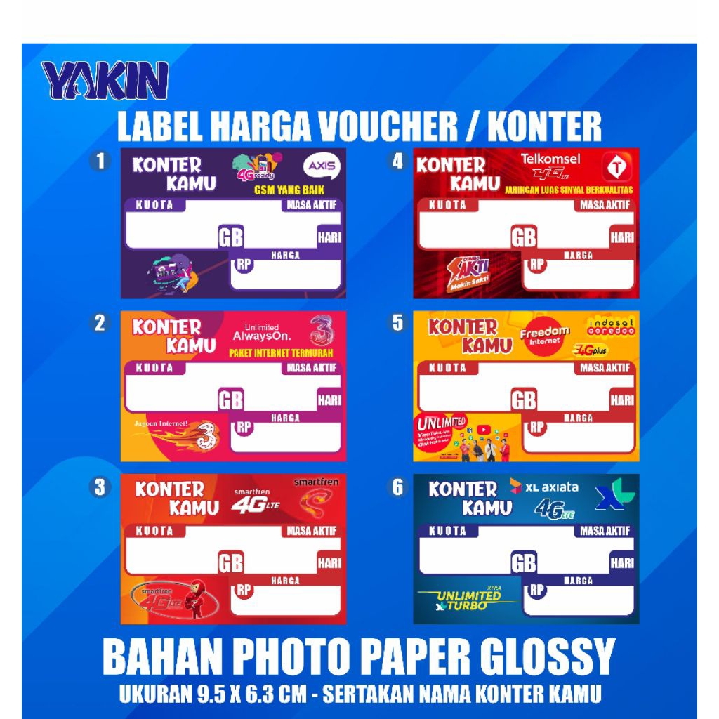 Cetak label voucher kuota & harga
