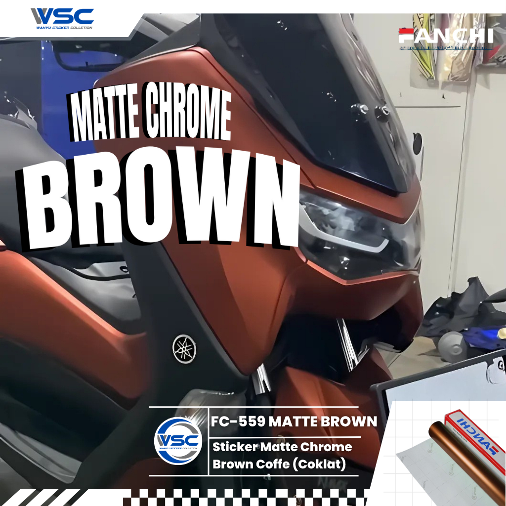 Stiker Skotlet Mobil Matte Chrome Coffe Brown Coklat Doff Satin Fanchi Premium Wrapping Lebar 50 CM
