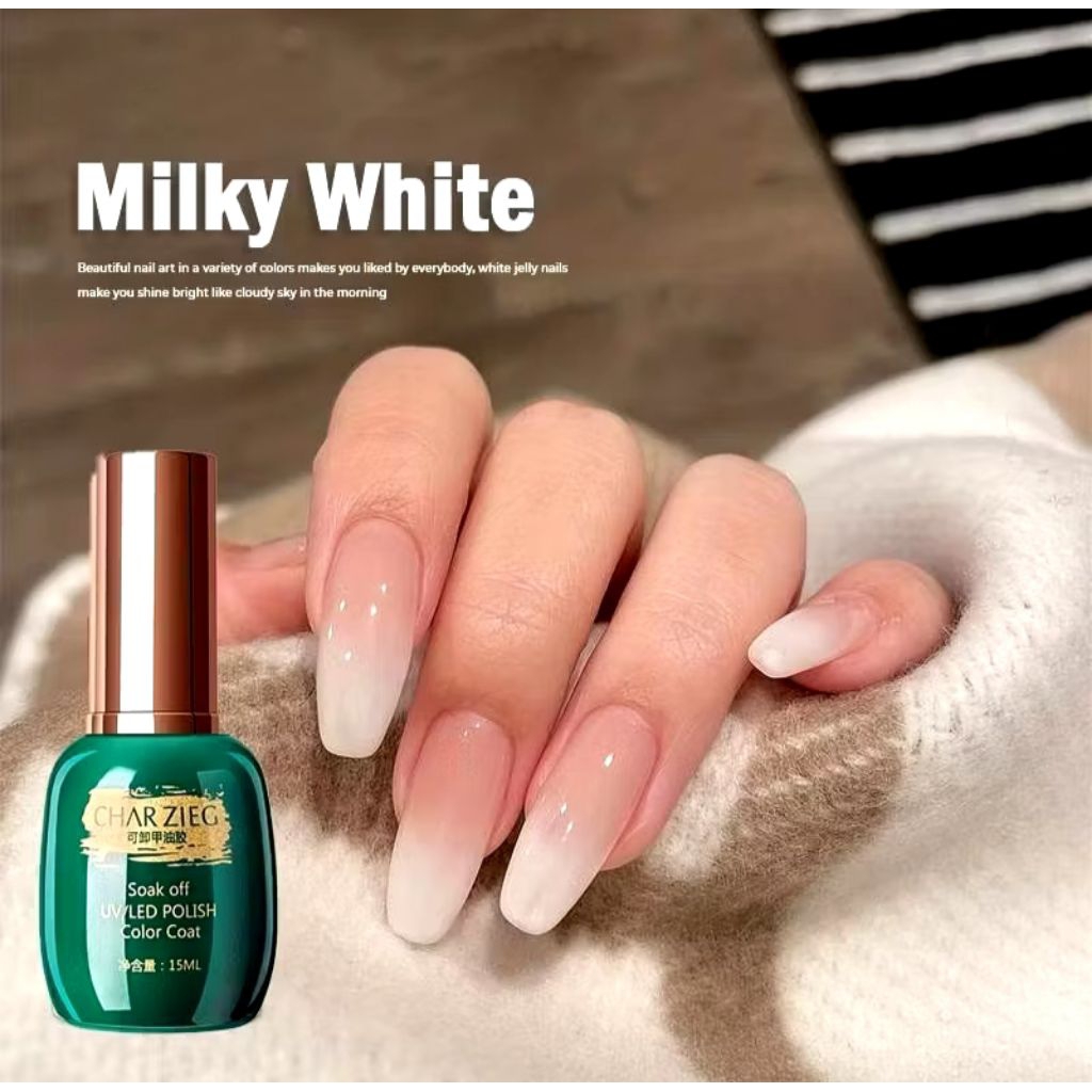 Charzieg Milky White 095 Nail Gel polish charzieg colors kutek gel uv led