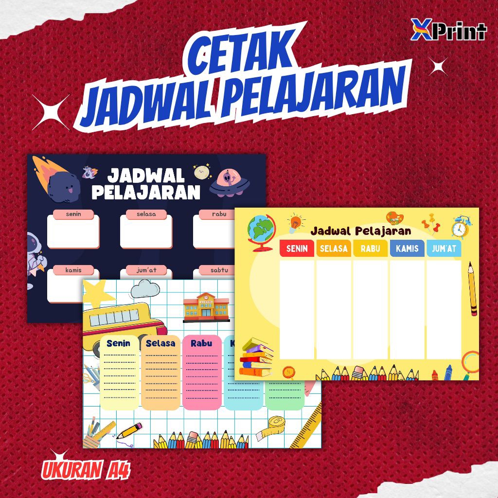 

cetak jadwal pelajaran ukuran A4