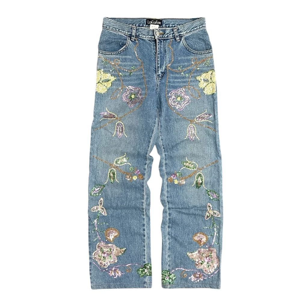 Laicafore Seqiun Flowers Jeans • Y2k Jeans Second Original