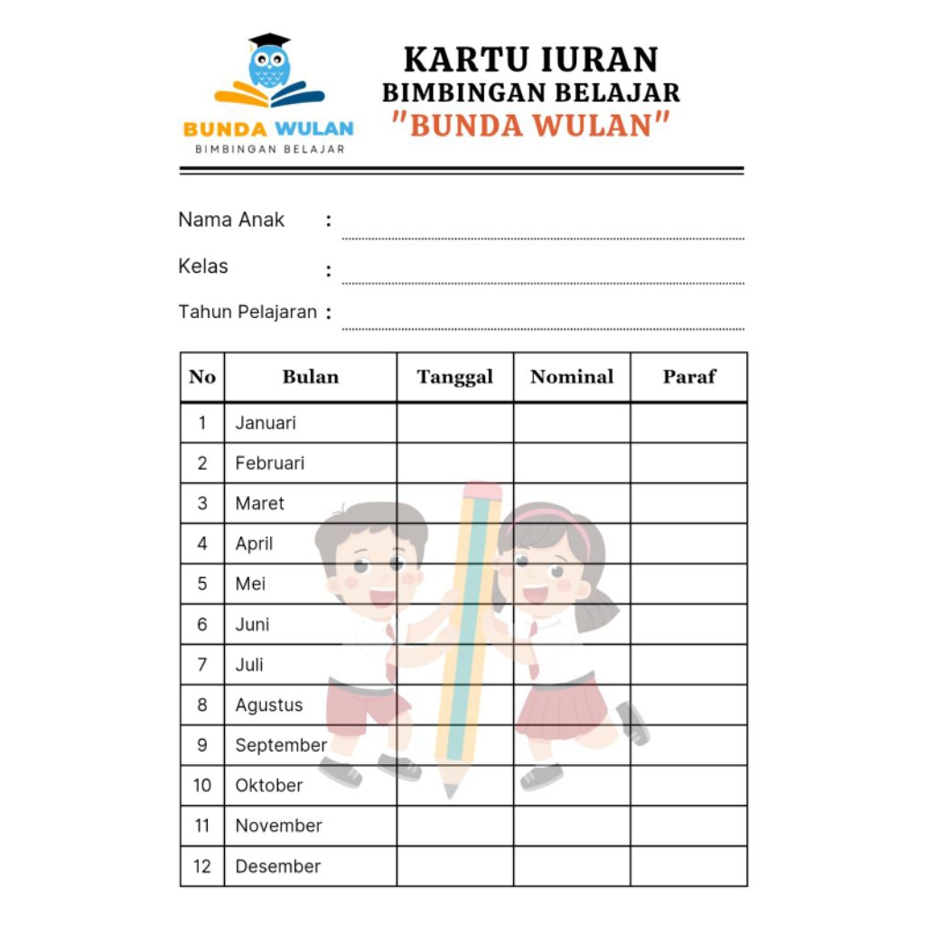

Costum Kartu Iuran Sekolah/Bimbel/Yayasan