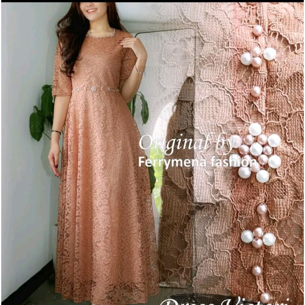 Dress Brukat Victory // Dress Natal Mewah // Dress Pesta Moderen // Dress Non Hijab // Dress Kondang