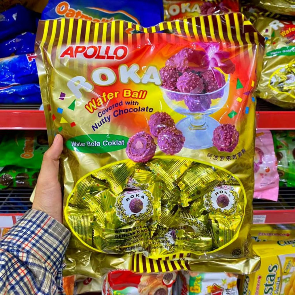 

Apollo Roka Wafer Ball Coklat Isi 50pcs @420gr Exp Terbaru Aman