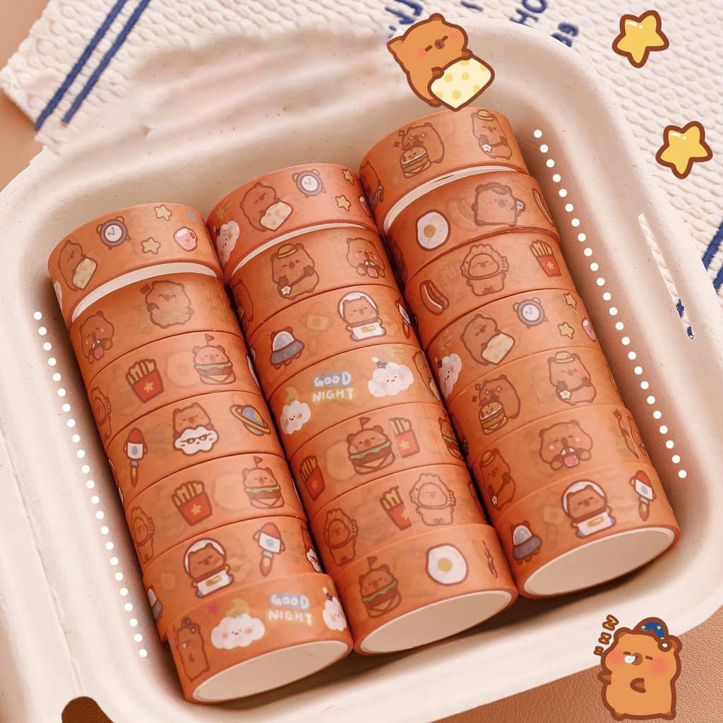 

WASHI TAPE CUTE CARTOON CAPYBARA Masking Tape BuJo DIY Scrapbook Journal - A0075