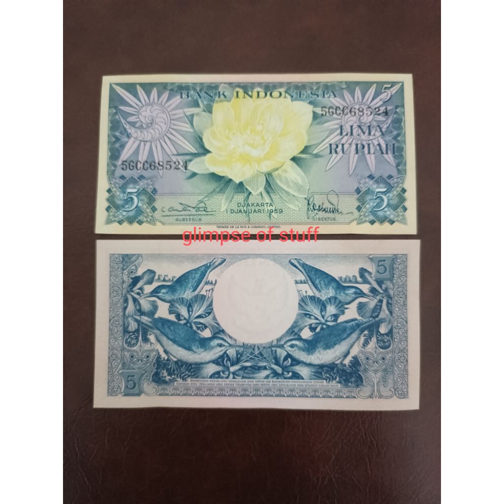 uang kuno 5 rupiah thn 1959 gress