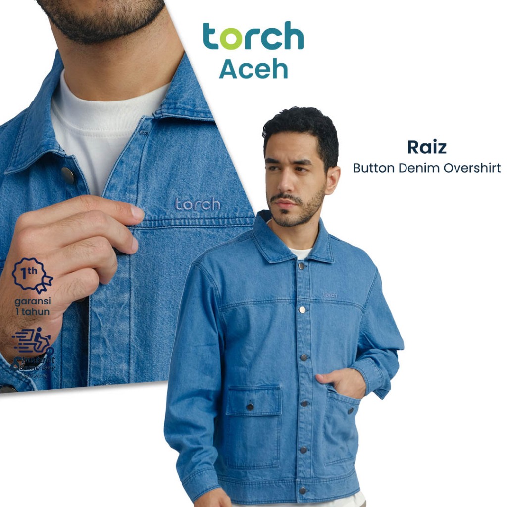 Torch Raiz Denim Overshirt Jaket Outwear Pria Wanita Mudik Lebaran